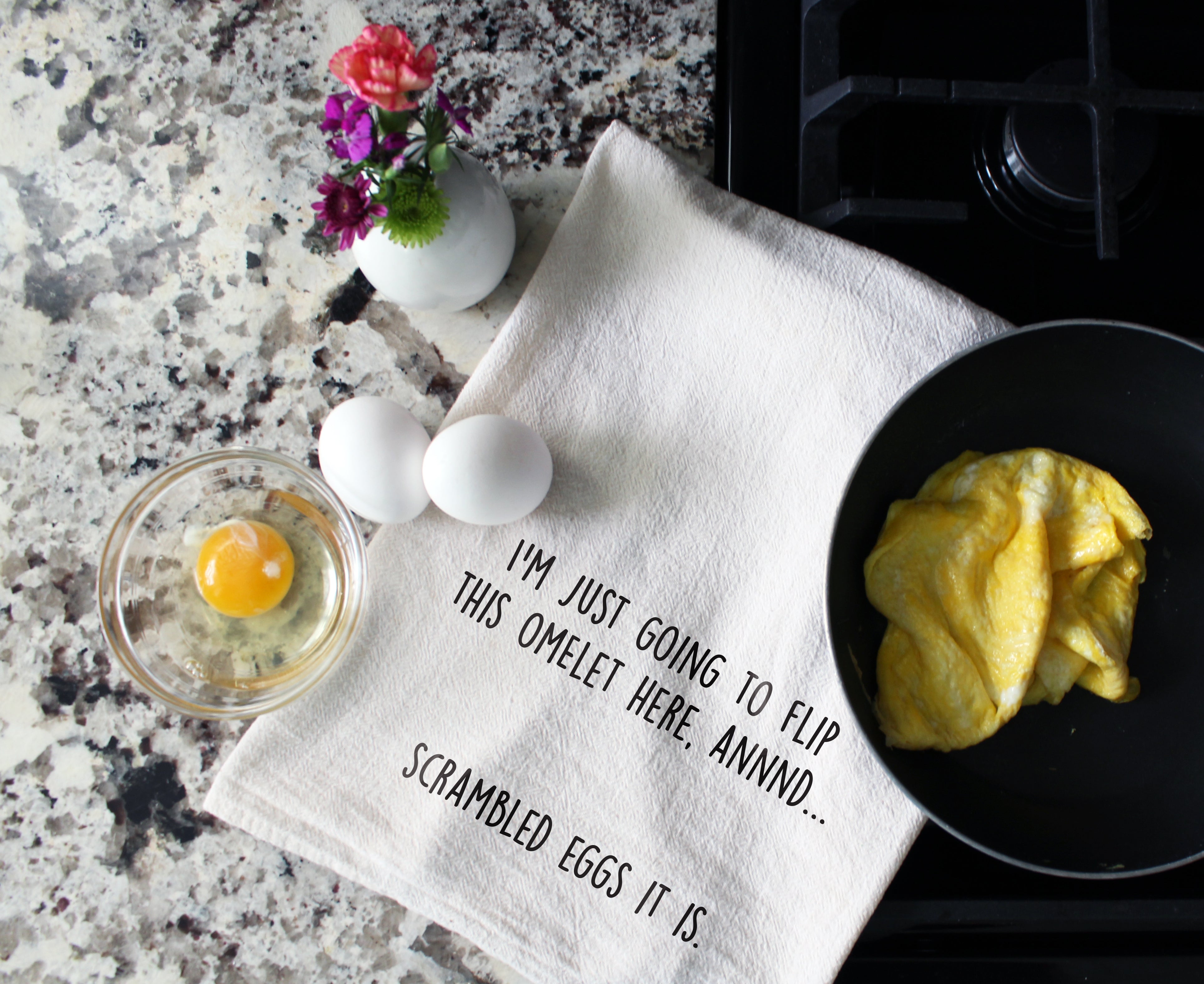 I'm just going to flip this omelet here annnnd.. scrambled eggs it is.