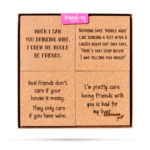 Friend-zy Cork Coaster Set