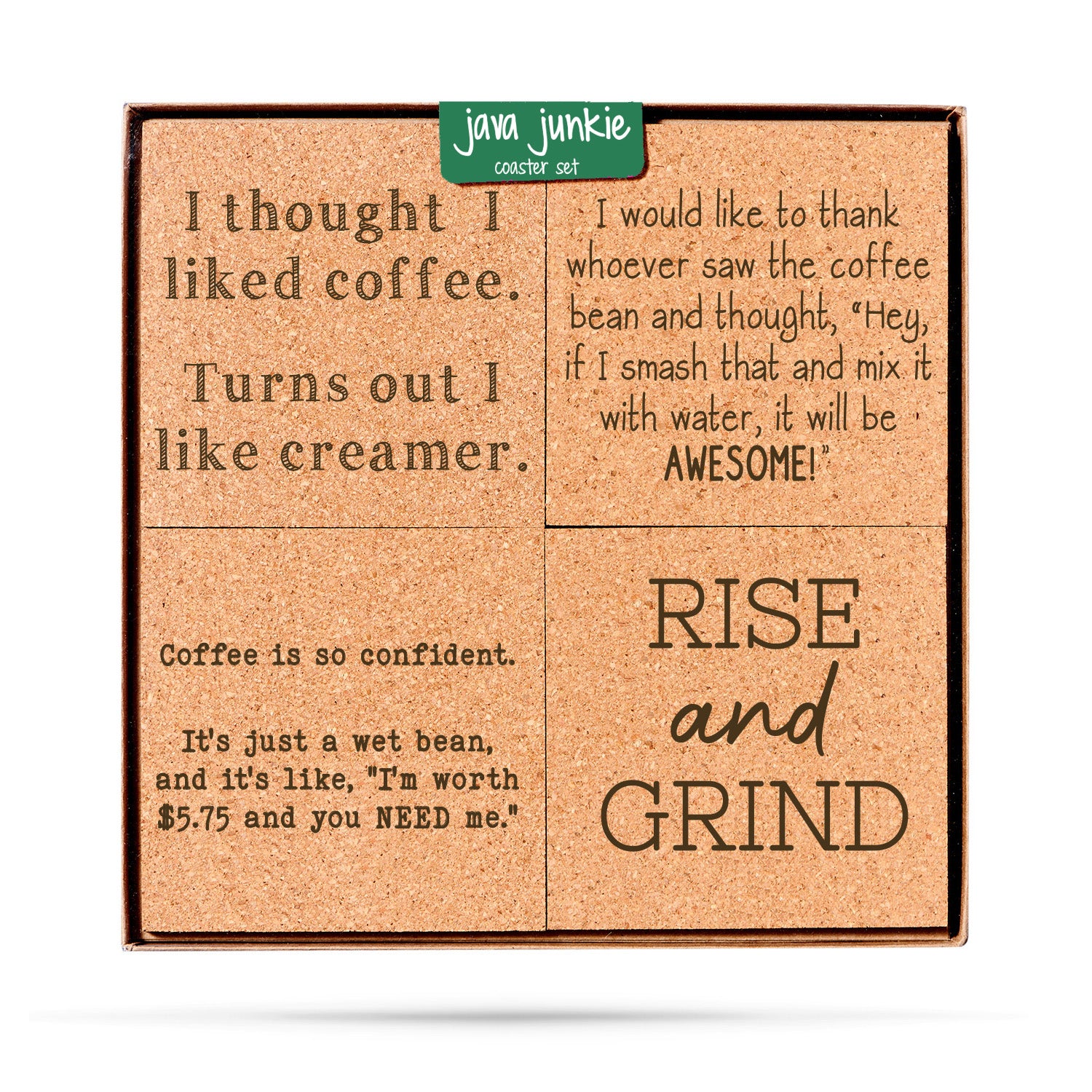 Java Junkie Cork Coaster Set