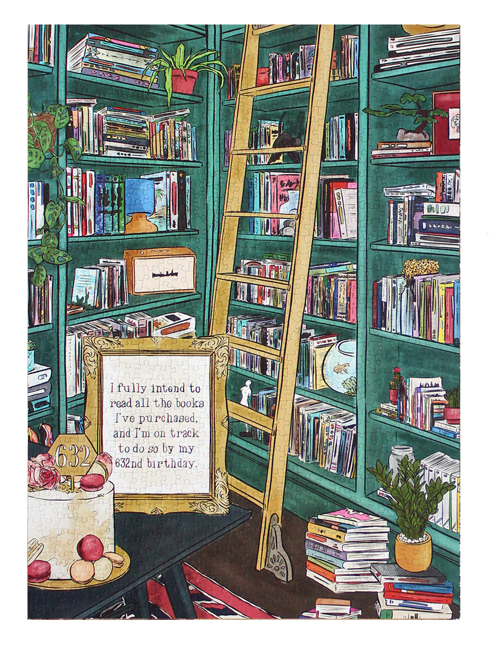 I fully intend to read all the books I've purchased, and I'm on track to do so by my 632nd birthday | 1000 piece soft touch Jigsaw Puzzle