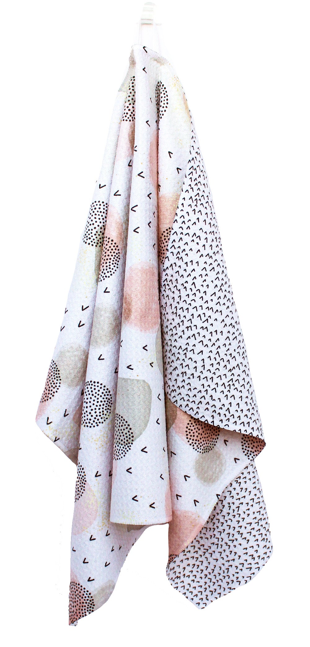 Pink polka dot shadows | double-sided waffle towels