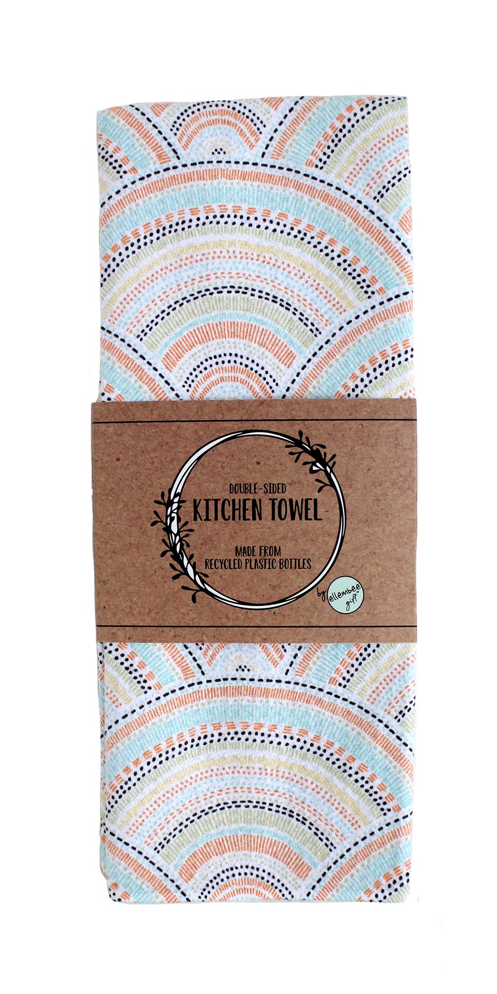 Retro rainbow blue and orange | double-sided waffle towels