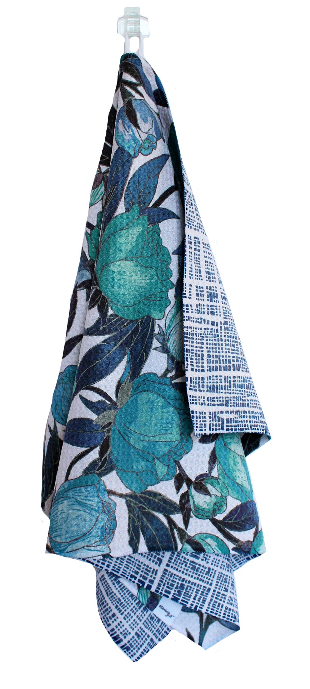 Blue Roses | double-sided waffle towels with hanging loop