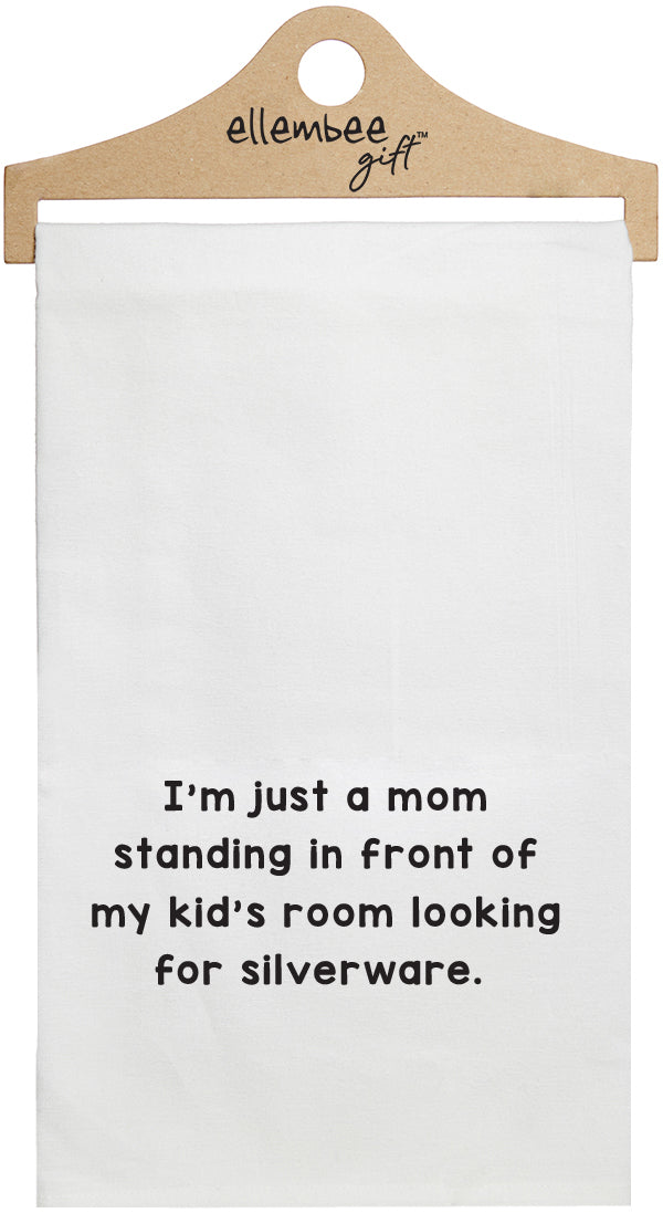 I'm just a mom standing in front of my kid's room looking for silverware - white kitchen tea towel