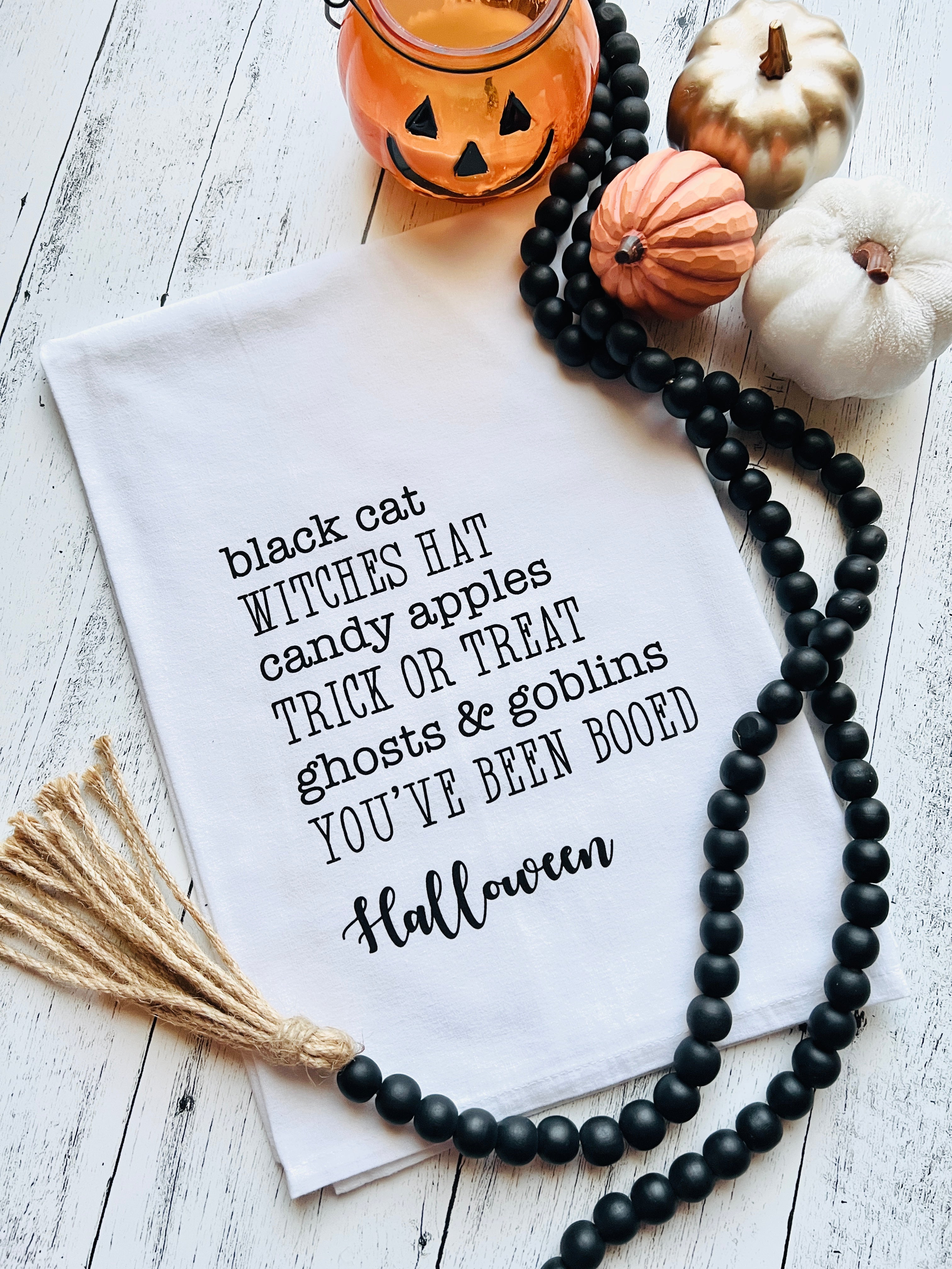Halloween Trick or Treat Favorite Things - White Kitchen Tea Towel