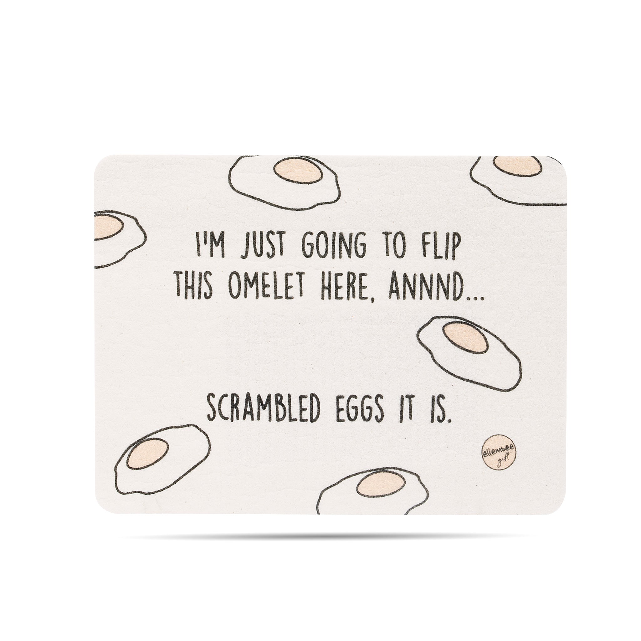 I'm just going to flip this omelet here annnnd.. scrambled eggs it is Swedish dishcloth