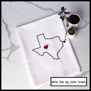 White Love My State Tea Towels