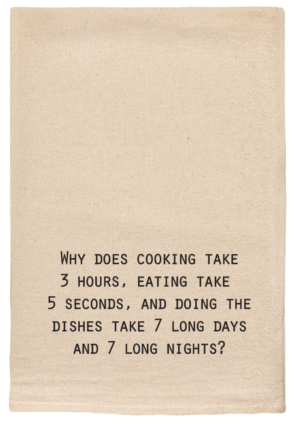 Why does cooking take 3 hours, eating take 5 seconds, and doing the dishes take 7 long days and 7 long nights?