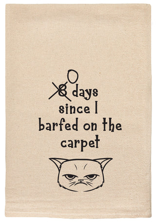 eight/zero days since I barfed on the carpet