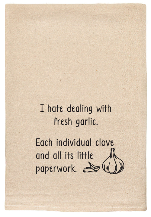 I hate dealing with fresh garlic. Each individual clove and all it's little paperwork. natural kitchen tea towel