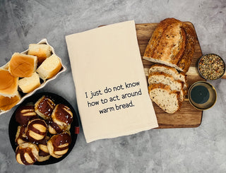I just do not know how to act around warm bread. natural kitchen tea towel