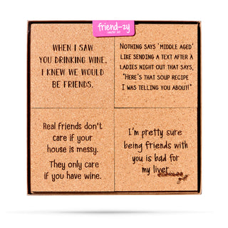 Friend-zy Cork Coaster Set