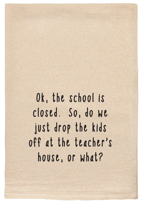 Ok, the school is closed. So, do we just drop the kids off at the teacher's house, or what?