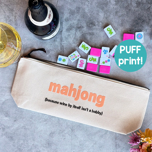 Mahjong Tile Bag | Funny Canvas Zip Pouch for Mahj Players