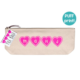 Mahjong Tile Bag | Mahj in Pink Hearts Zip Pouch