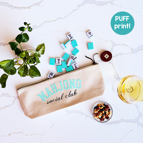 Mahjong Tile Bag | Mahjong Social Club Zipper Top Pouch