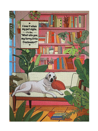 Love it when my pet sighs - furry little freeloader. 1000 piece soft touch Jigsaw Puzzle
