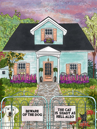 Beware of the dog. The cat is shady as hell also. | 1000 piece soft touch Jigsaw Puzzle