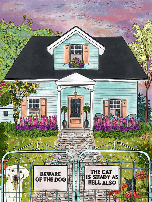 Beware of the dog. The cat is shady as hell also. | 1000 piece soft touch Jigsaw Puzzle