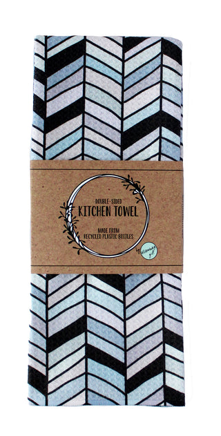 Neutral and Black Chevron | Double-Sided Waffle Towel