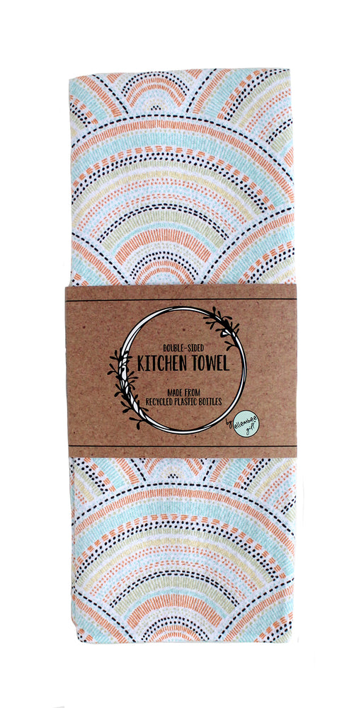 Retro rainbow blue and orange | double-sided waffle towels