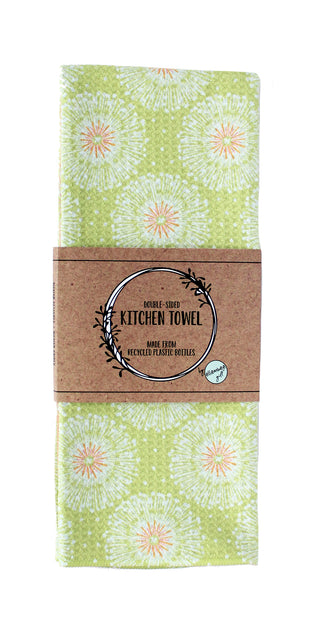 Yellow and Coral Allium | Double-Sided Waffle Towel