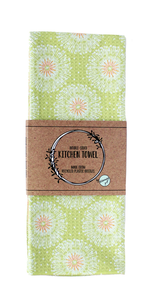Yellow and Coral Allium | two sided microfiber tea towels