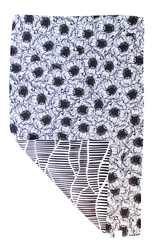 Black and White Anemones | Double-Sided Waffle Towel