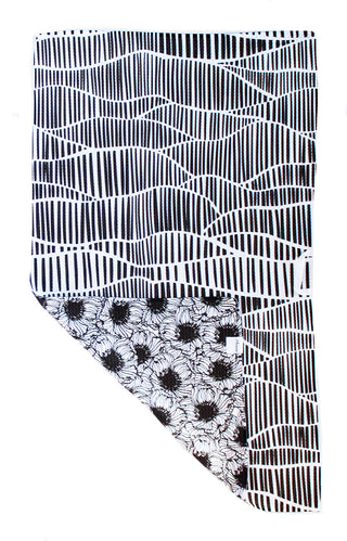 Black and White Anemones | Double-Sided Waffle Towel