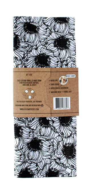 Black and White Anemones | Double-Sided Waffle Towel