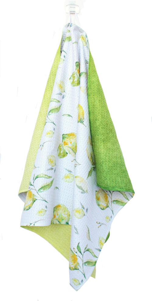 Watercolor lemons | two sided waffle weave microfiber towels