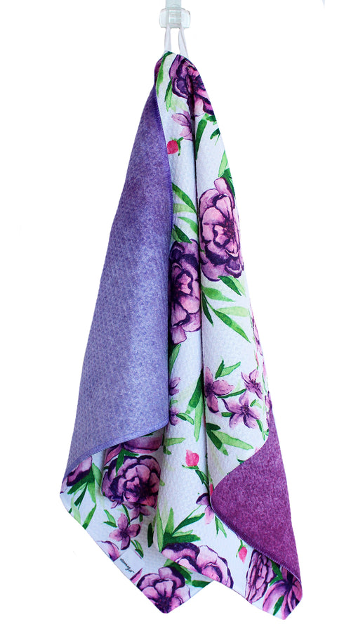 Bright purple flowers | two sided waffle tea towels