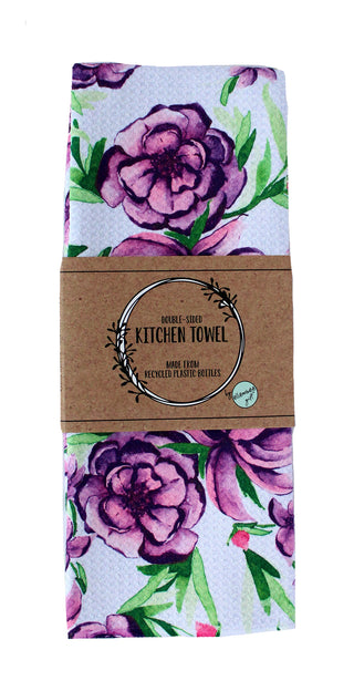 Bright Purple Flowers | Double-Sided Waffle Towel
