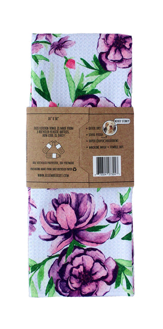 Bright Purple Flowers | Double-Sided Waffle Towel
