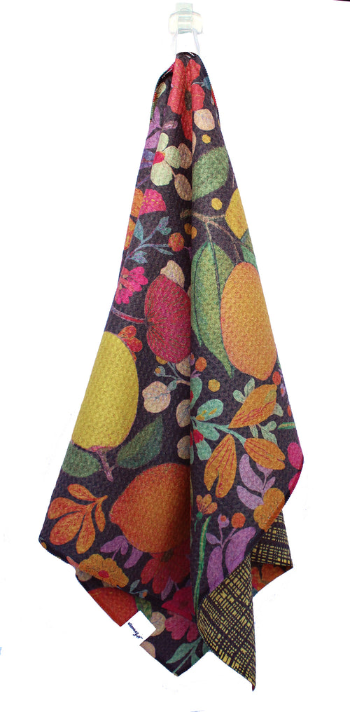 Boho floral and citrus | two sided waffle kitchen tea towels