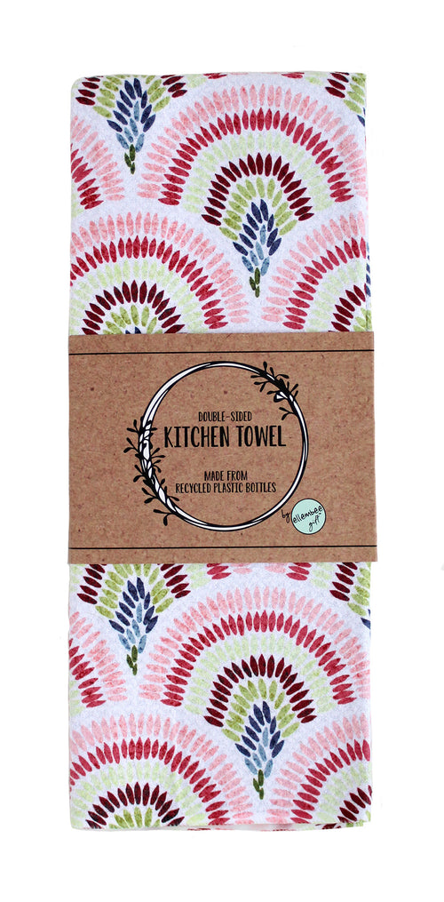 Vintage Scallops in Mulberry | double sided  kitchen towels