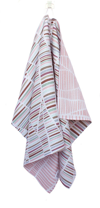 Wavy Stripes in Soft Pinks & Purples | Double-Sided Waffle Towel