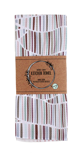Wavy Stripes in Soft Pinks & Purples | Double-Sided Waffle Towel