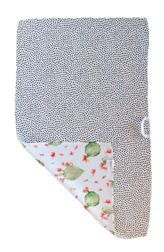 Watercolor Cacti Green and Red | Double-Sided Waffle Towel