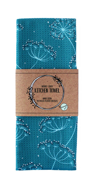 Teal Queen Anne's Lace | Double-Sided Waffle Towel