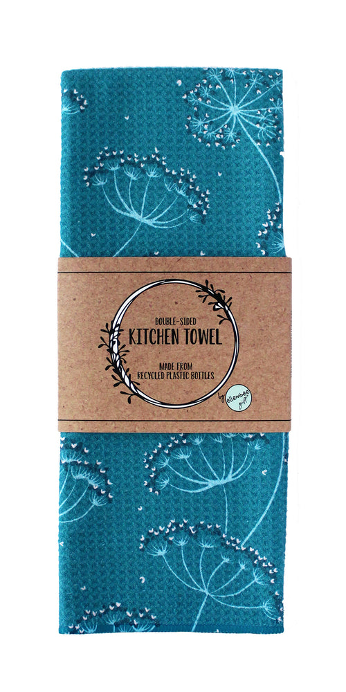 Teal Queen Anne's Lace | two sided tea towels