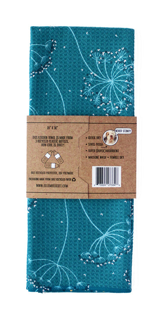 Teal Queen Anne's Lace | Double-Sided Waffle Towel