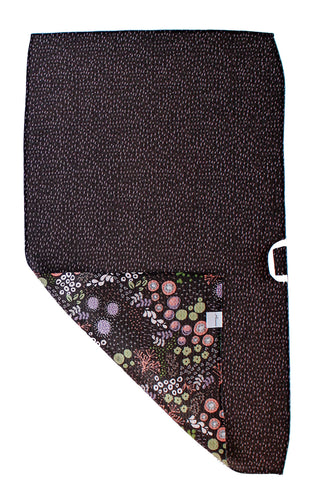 Circle Flowers Black and Coral | Double-Sided Waffle Towel