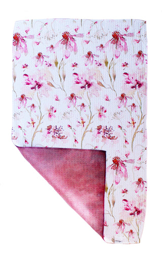 Blush Watercolor Cone Flowers | Double-Sided Waffle Towel