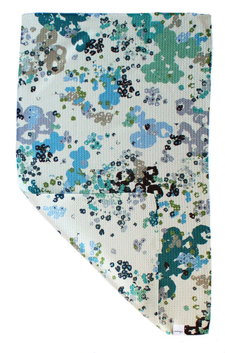 Blue Green Ditsy Flowers | Double-Sided Waffle Towel