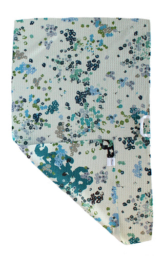 Blue Green Ditsy Flowers | Double-Sided Waffle Towel