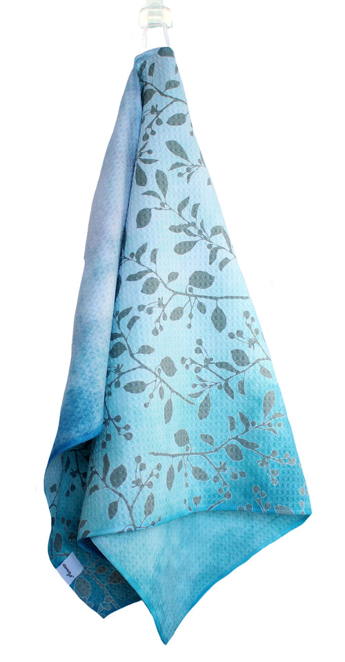 Oultined leaves and clouds | two sided kitchen tea towels
