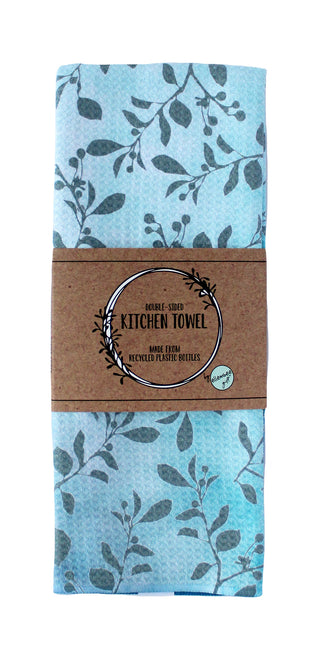 Outlined Leaves and Clouds | Double-Sided Waffle Towel