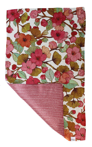 Maroon Blossoms | Double-Sided Waffle Towel