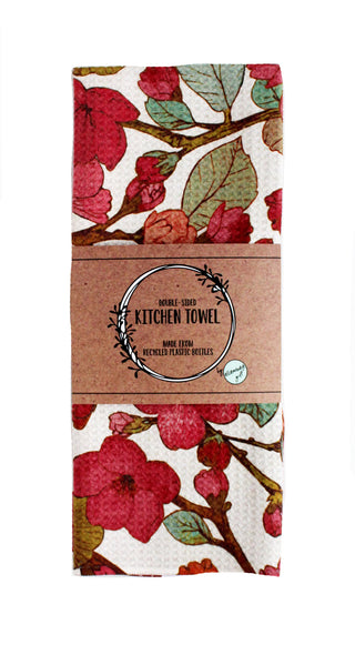 Maroon Blossoms | Double-Sided Waffle Towel